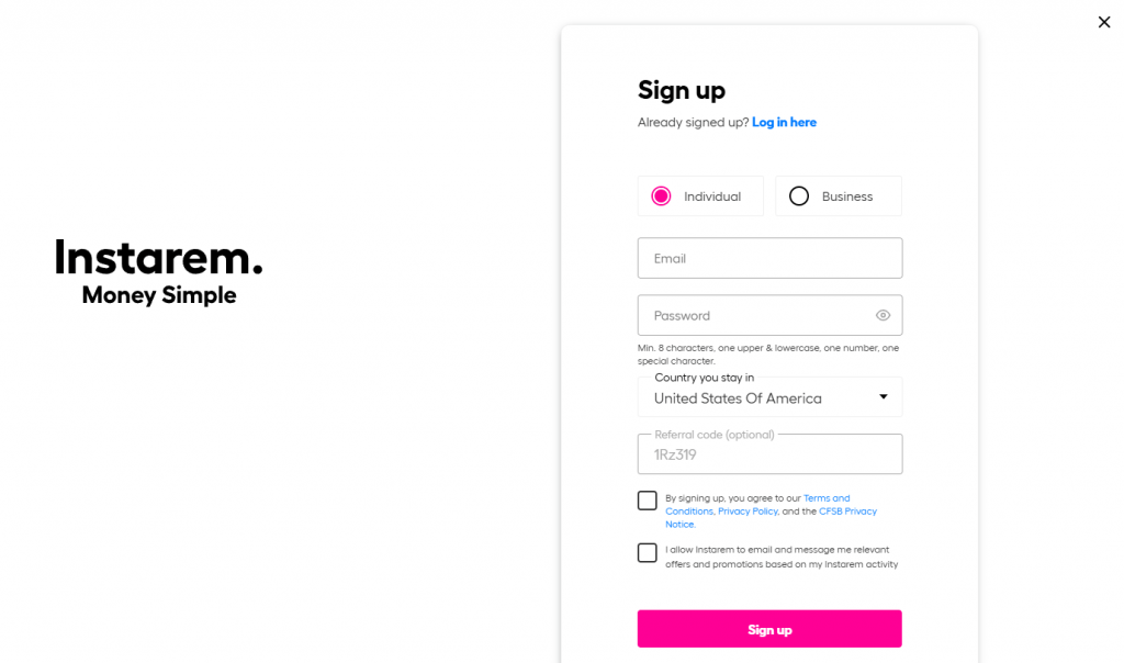 인스타렘 가입 신청