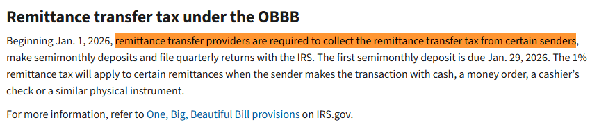 미국 해외 송금세 징수 방식